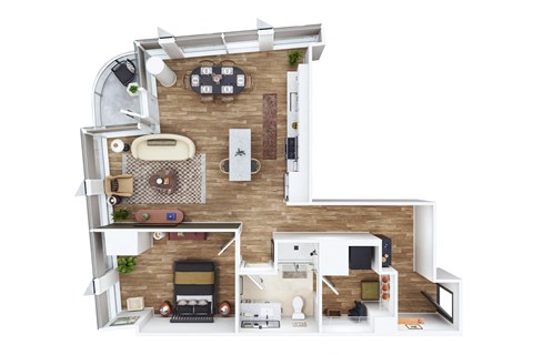Floor plan for 1 bed, 1 bath, 824 sqft